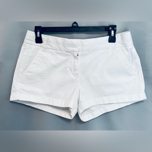 J. Crew Pants - J Crew Womens White Cotton Light Wash Flat Front Comfort Chino Shorts Size 6